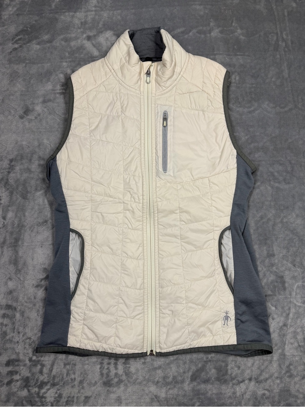 Smartwool Cream and Gray Quilted Vest with Pockets